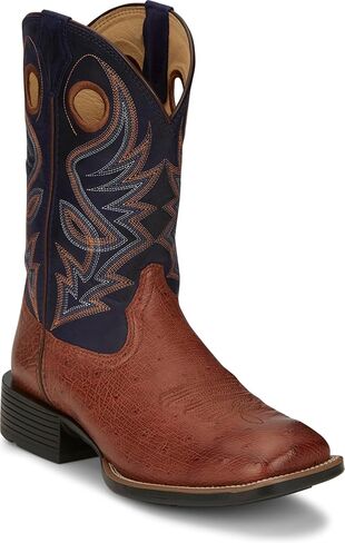 Justin Roswell 11" Smooth Ostrich Men's Western Boots, Premium Leather, J-Flex Insole, Square Toe, Slip Resistant Outsole in Saudi Arabia