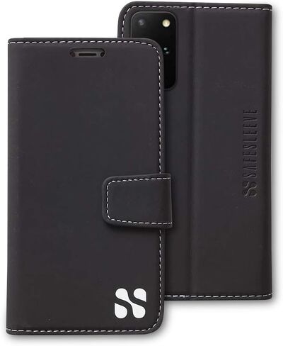 SafeSleeve EMF Protection Anti Radiation Samsung Galaxy Case: Galaxy Note 10 Plus RFID Card Holder Blocking Wallet, Adjustable Stand Cell Phone Case, Vegan Leather for Women & Men (Black) in Kuwait
