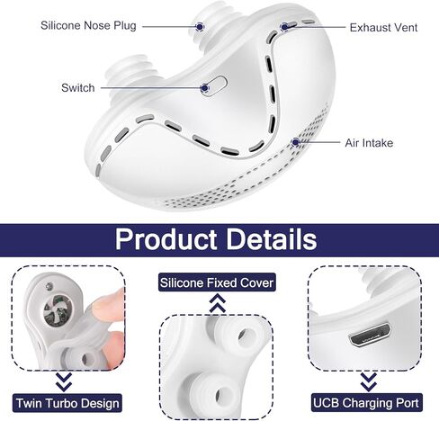 Anti Snoring Devices, Adjustable Wind Speed Snoring Solution, Electric Anti Snoring Devices Nasal Dilator Nose Vents Plugs,Stop Snoring Suitable for Men & Women(White) in Saudi Arabia