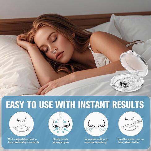 12 Pack Anti Snoring Nose Clip - Adjustable Magnet Snore Stopper, Effective Snoring Solution to Breathe Right, Comfortable Design for Quieter Sleep in Saudi Arabia