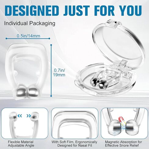 12 Pack Anti Snoring Nose Clip - Adjustable Magnet Snore Stopper, Effective Snoring Solution to Breathe Right, Comfortable Design for Quieter Sleep in Saudi Arabia
