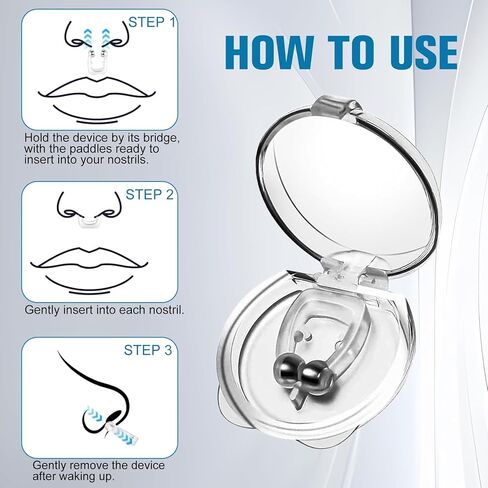 12 Pack Anti Snoring Nose Clip - Adjustable Magnet Snore Stopper, Effective Snoring Solution to Breathe Right, Comfortable Design for Quieter Sleep in Saudi Arabia