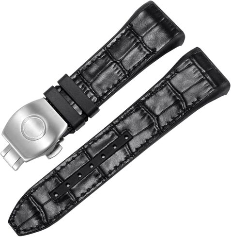 For Franck Muller V45 Series 28mm Nylon Genuine Leather Silicone Watchband Black Blue Folding Buckle Watch Strap in Saudi Arabia