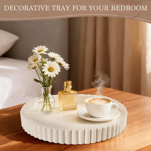 Decorative Tray for Coffee Table Decor - Concrete Round Tray Home Decor - Bandejas Decorativas - Circle Coffee Table Centerpiece in Saudi Arabia