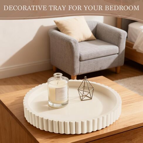 Decorative Tray for Coffee Table Decor - Concrete Round Tray Home Decor - Bandejas Decorativas - Circle Coffee Table Centerpiece in Saudi Arabia