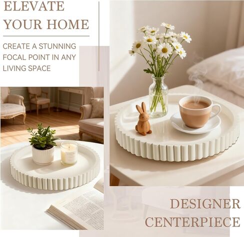 Decorative Tray for Coffee Table Decor - Concrete Round Tray Home Decor - Bandejas Decorativas - Circle Coffee Table Centerpiece in Saudi Arabia