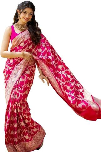 Women's Banarasi Silk Saree With Unstitched Blouse Piece in Saudi Arabia