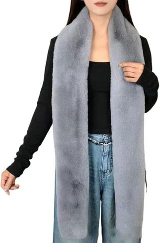 Faux Rabbit Fur Scarf for Women Thick Plush Winter Warm Wraps 1920s Fluffy Party Shawl Luxury Wedding Fur Stole in Saudi Arabia