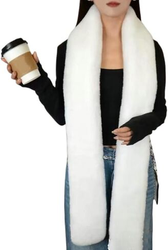 Faux Rabbit Fur Scarf for Women Thick Plush Winter Warm Wraps 1920s Fluffy Party Shawl Luxury Wedding Fur Stole in Saudi Arabia