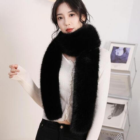 Faux Rabbit Fur Scarf for Women Thick Plush Winter Warm Wraps 1920s Fluffy Party Shawl Luxury Wedding Fur Stole in Saudi Arabia