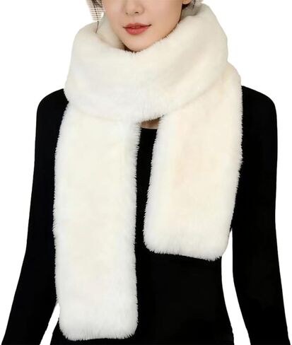 Faux Rabbit Fur Scarf for Women Thick Plush Winter Warm Wraps 1920s Fluffy Party Shawl Luxury Wedding Fur Stole in Saudi Arabia