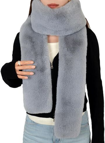 Faux Rabbit Fur Scarf for Women Thick Plush Winter Warm Wraps 1920s Fluffy Party Shawl Luxury Wedding Fur Stole in Saudi Arabia