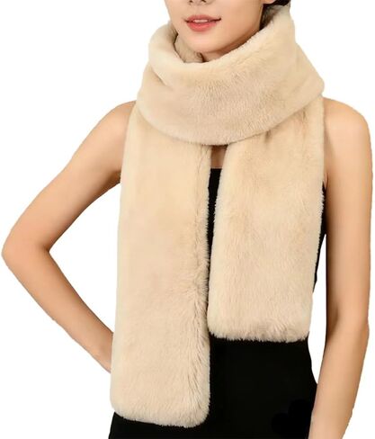 Faux Rabbit Fur Scarf for Women Thick Plush Winter Warm Wraps 1920s Fluffy Party Shawl Luxury Wedding Fur Stole in Saudi Arabia