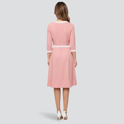 Women's Work Dress Church Dress 2025 Lace Trim A Line Classy Office Business Casual Midi Dresses in Saudi Arabia