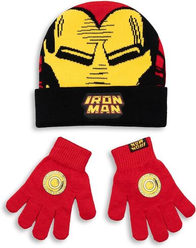مجموعة قفازات وقفازات باللون الأحمر للأولاد من Marvel Iron Man | إكسسوارات الشتاء الدافئة مع رسم الرجل الحديدي in Saudi Arabia