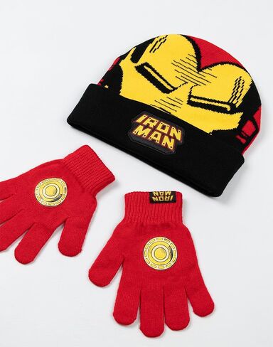 مجموعة قفازات وقفازات باللون الأحمر للأولاد من Marvel Iron Man | إكسسوارات الشتاء الدافئة مع رسم الرجل الحديدي in Saudi Arabia
