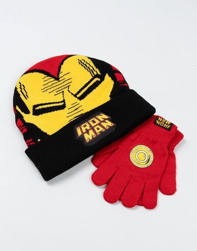 مجموعة قفازات وقفازات باللون الأحمر للأولاد من Marvel Iron Man | إكسسوارات الشتاء الدافئة مع رسم الرجل الحديدي in Saudi Arabia