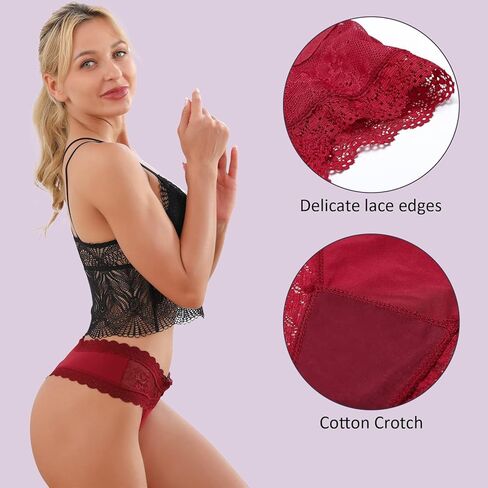 6 Pack Underwear for Women Sexy Panties No Show Stretchy with Cute Lace Seamless Breathable Underwear Women S-XL in Saudi Arabia