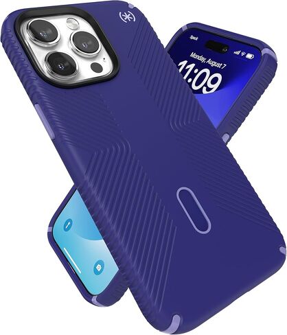 حافظة Speck iPhone 15 Pro Max - ClickLock مانعة للانزلاق، مصممة لـ MagSafe، مقبض حماية من السقوط - مقاومة للخدش، لمسة ناعمة، حافظة هاتف 6.7 بوصة - Presidio2 Grip أسود/رمادي أردوازي/أبيض in Kuwait