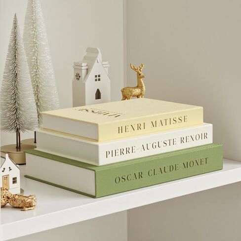 Aesthetic Decorative Books - Set of 2 Linen Fake/Faux Books Enhance Your Bookshelf, Coffee Table, Living Room, Bedside Table or Mantle, Stackable Modern Home Decor, Photo Storage and as a Keepsake Box in Saudi Arabia