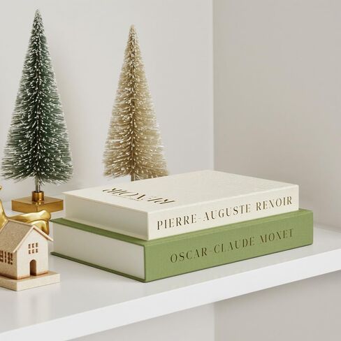 Aesthetic Decorative Books - Set of 2 Linen Fake/Faux Books Enhance Your Bookshelf, Coffee Table, Living Room, Bedside Table or Mantle, Stackable Modern Home Decor, Photo Storage and as a Keepsake Box in Saudi Arabia