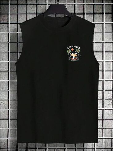 Men's Sleeveless Summer Tank Tops Tropical Crew Neck Cool Cut Off Muscle Shirts in Saudi Arabia