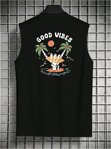 Men's Sleeveless Summer Tank Tops Tropical Crew Neck Cool Cut Off Muscle Shirts in Saudi Arabia
