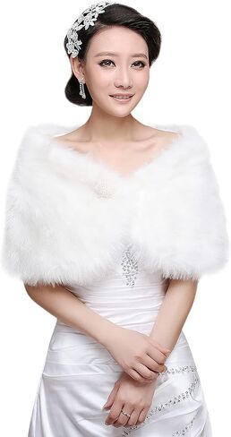 Women Wedding Faux Fur Shawl Wraps Bridal Sleeveless Stole Cape Winter Cape Shrug Warm Stole Wrap for Party Evening in Saudi Arabia