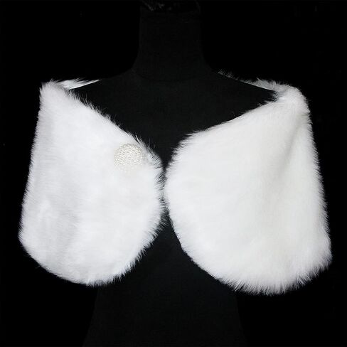 Women Wedding Faux Fur Shawl Wraps Bridal Sleeveless Stole Cape Winter Cape Shrug Warm Stole Wrap for Party Evening in Saudi Arabia