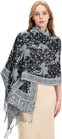 zero season Boho Paisley Pashmina Shawl Wrap Lightweight Scarf for Women, Silky Feel Bohemian Wrap for Travel & Daily Wear in Saudi Arabia