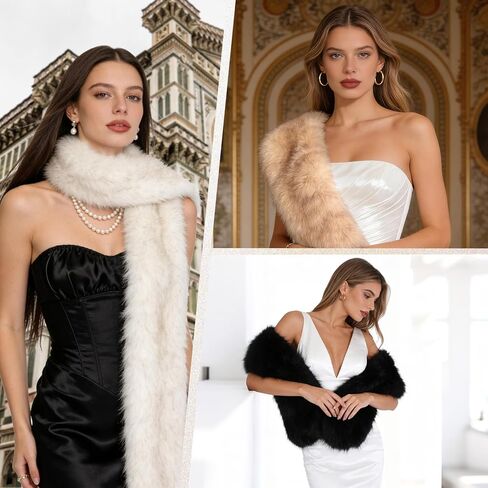 XEPST Women's Faux Fur Collar Scarf Wrap,Faux Fur Shawl Winter Neck Warmer Fluffy Scarf in Saudi Arabia