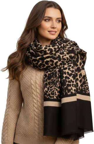 2025 Women's Leopard Print Faux Cashmere Scarf - Ultra-Soft and Warm Autumn & Winter Neck Scarf in Saudi Arabia