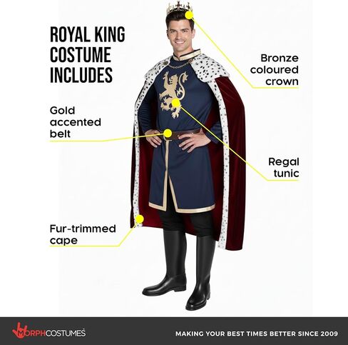 Morph Royal Mens King Costume Adult Noble King Halloween Costume for Men in Saudi Arabia