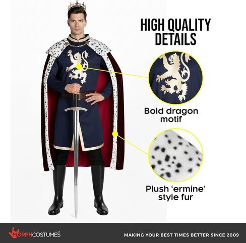 Morph Royal Mens King Costume Adult Noble King Halloween Costume for Men in Saudi Arabia