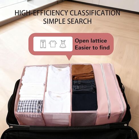 Hanging Travel Closet Organizer Suitcase Shelves Portable Carry on Closets for Hanging Packing Cubes Storage,XL,Pink in Saudi Arabia