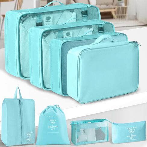 Packing Cubes 8 Set Travel Essentials for Carry on Luggage Organizers Bag Packing Cubes for Suitcases Travel Accessories (Pink) in Saudi Arabia