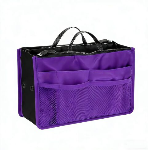 Purse Organizer Insert, Updated Purse Handbag, for Handbags Bag Organizers Inside Tote Pocketbook Women Nurse Nylon 13 Pockets Medium, Purple in Saudi Arabia