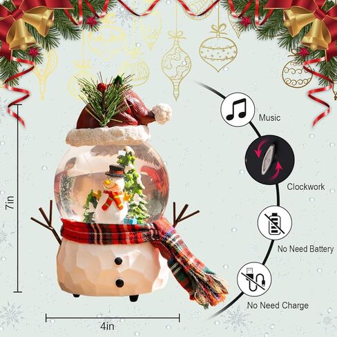 Christmas Snow Globe Glitter Music Glass Water Ball with Snowman for Holiday Home Decor, 7'' H Big Globe Ball in Kuwait