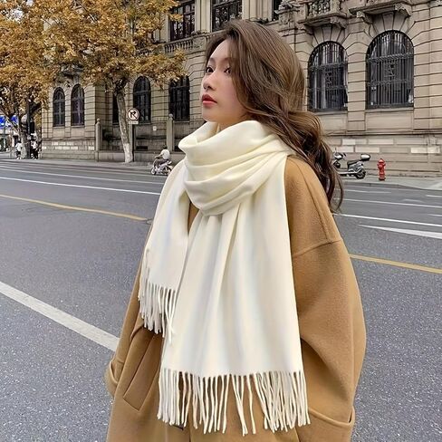 وشاح نسائي دافئ سادة، وشاح شتوي سادة بلون سادة للجنسين من الكشمير بملمس كلاسيكي ناعم in Saudi Arabia