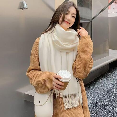 وشاح نسائي دافئ سادة، وشاح شتوي سادة بلون سادة للجنسين من الكشمير بملمس كلاسيكي ناعم in Saudi Arabia