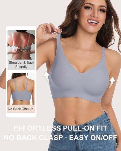 Vinfact 3 Pack Womens Wireless No Underwire Comfort Soft Bras Pullover Jelly Support Seamless Sleep Tshirt Everyday Bralette in Saudi Arabia