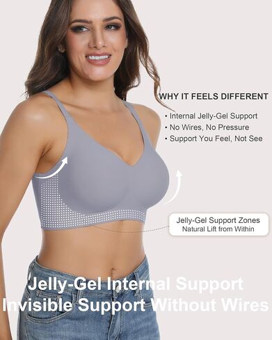 Vinfact 3 Pack Womens Wireless No Underwire Comfort Soft Bras Pullover Jelly Support Seamless Sleep Tshirt Everyday Bralette in Saudi Arabia