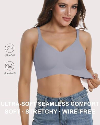 Vinfact 3 Pack Womens Wireless No Underwire Comfort Soft Bras Pullover Jelly Support Seamless Sleep Tshirt Everyday Bralette in Saudi Arabia