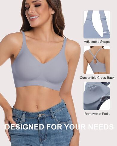 Vinfact 3 Pack Womens Wireless No Underwire Comfort Soft Bras Pullover Jelly Support Seamless Sleep Tshirt Everyday Bralette in Saudi Arabia