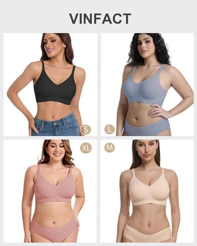 Vinfact 3 Pack Womens Wireless No Underwire Comfort Soft Bras Pullover Jelly Support Seamless Sleep Tshirt Everyday Bralette in Saudi Arabia