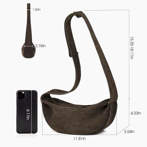 Premium Suede Leather Crossbody Sling Bags, Minimalist Hobo Bag for Women and High Mercerized Chest Bags with Wide Strap in Saudi Arabia