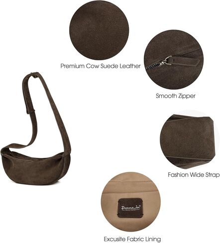 Premium Suede Leather Crossbody Sling Bags, Minimalist Hobo Bag for Women and High Mercerized Chest Bags with Wide Strap in Saudi Arabia