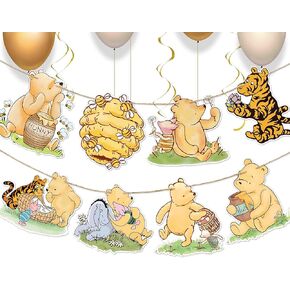 10pcs Winnie Banner Cutout Garland, Classic Winnie Baby Shower Birthday Banner Signs, Adorable Winnie Birthday Decoration Supplies Party Favor in Kuwait