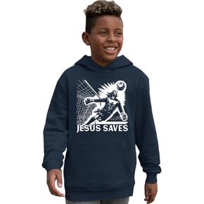 كنزة بقلنسوة لحارس مرمى كرة القدم المسيحية لعيد الفصح المضحكة من Go All Out Jesus Saves للرجال والنساء والشباب in Kuwait