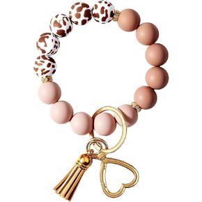 Weixiltc سيليكون الخرزة سلسلة المفاتيح المعصم للنساء، سلاسل المفاتيح سوار سحر، حامل حلقات مفاتيح السيارة للفتيات in Kuwait